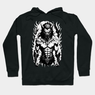 Black White Werewolf Art Drawing Hoodie